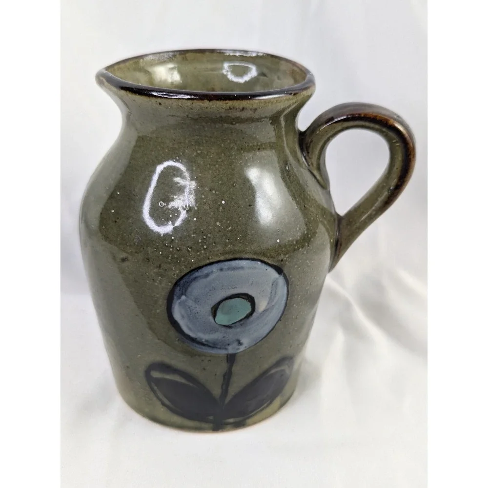 Nevco Japan Green‎ Flower Vase Jug Pottery 5 Inch